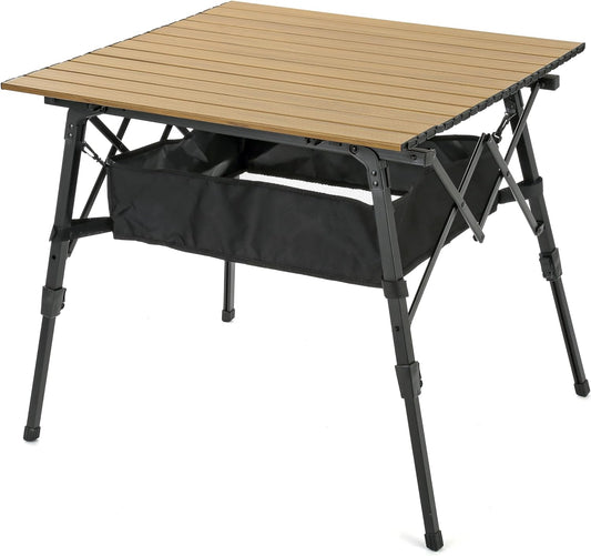 ARROWHEAD OUTDOOR 39" Aluminum Folding Camping Roll Up Table with Adjustable Height - With Storage and Carrying Bag