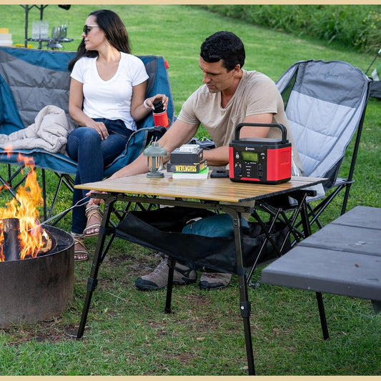 ARROWHEAD OUTDOOR 39" Aluminum Folding Camping Roll Up Table with Adjustable Height - With Storage and Carrying Bag